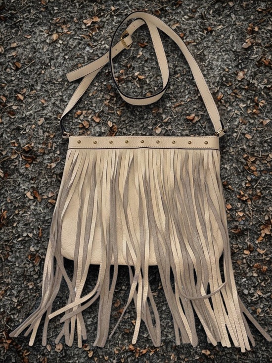 Juicy Couture Handbags - Juicy Couture Leather Fringe Crossbody Bag in Beige